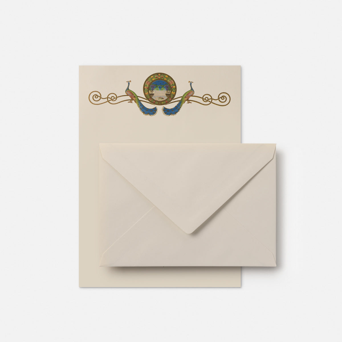 Stationery paper - Peacocks with garden