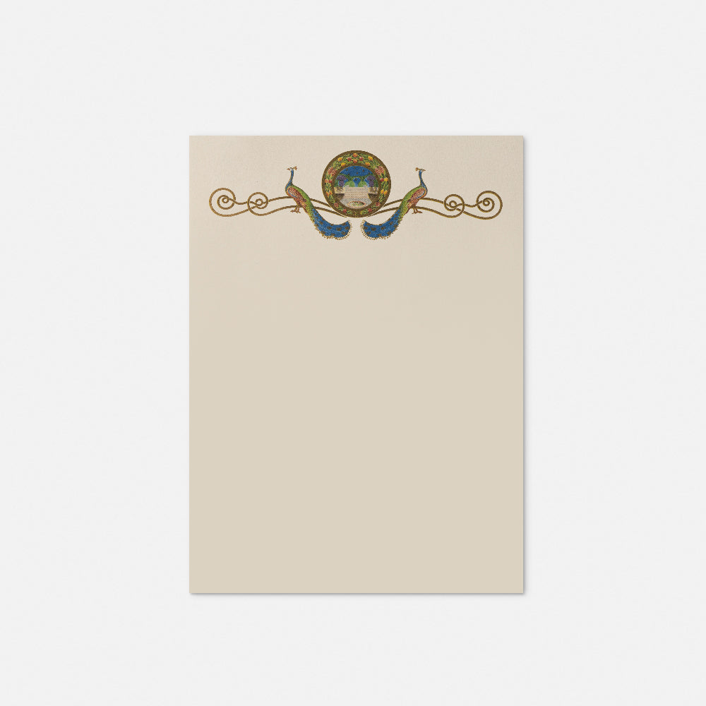 Stationery paper - Peacocks with garden