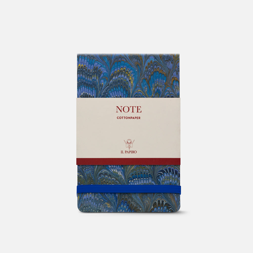 Notepad with elastic band<br> Cottonpaper "Peacocks" Collection