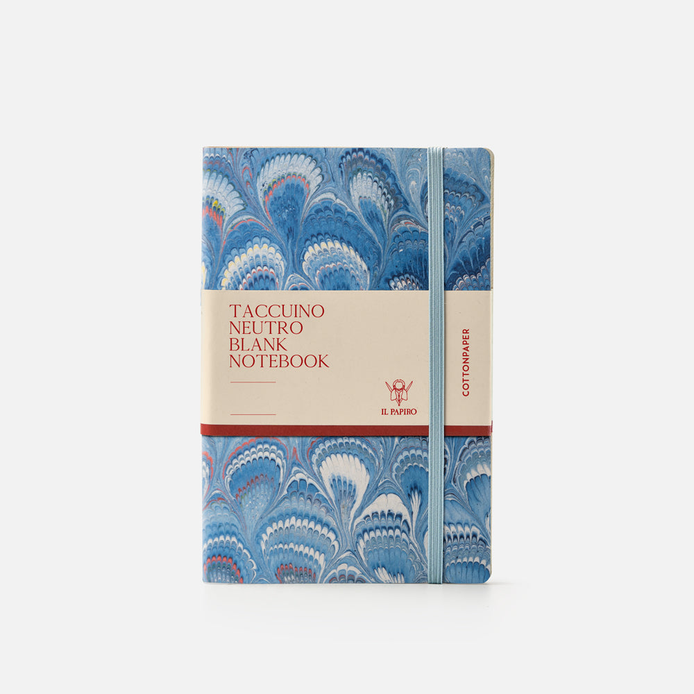 Notebook with blank pages and elastic band<br> Softcover - Cottonpaper Pavoni Collection