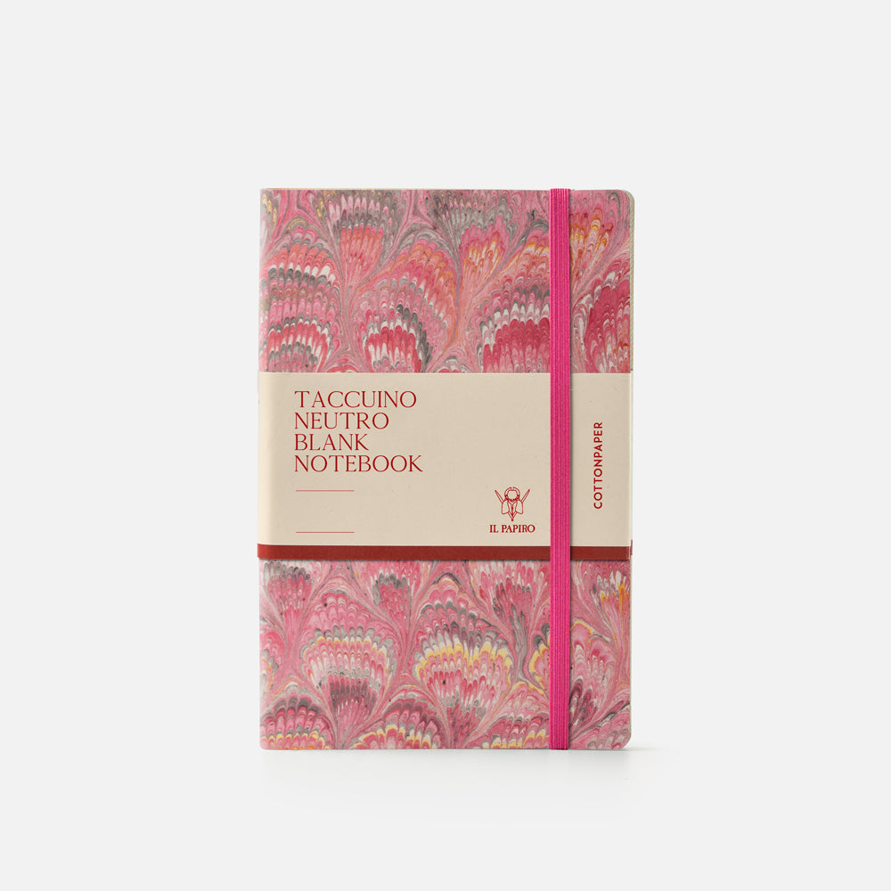 Notebook with blank pages and elastic band<br> Softcover - Cottonpaper Pavoni Collection