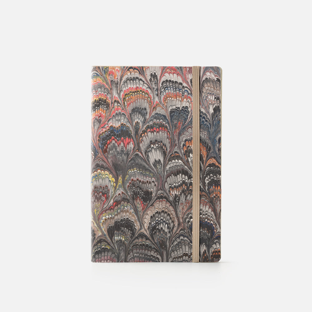 Notebook with blank pages and elastic band<br> Softcover - Cottonpaper Pavoni Collection