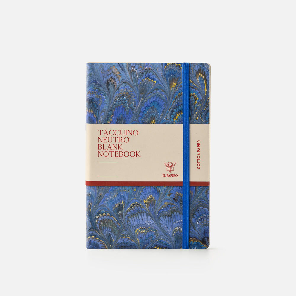 Notebook with blank pages and elastic band<br> Softcover - Cottonpaper Pavoni Collection