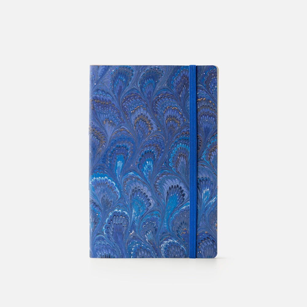 Notebook with blank pages and elastic band<br> Softcover - Cottonpaper Pavoni Collection