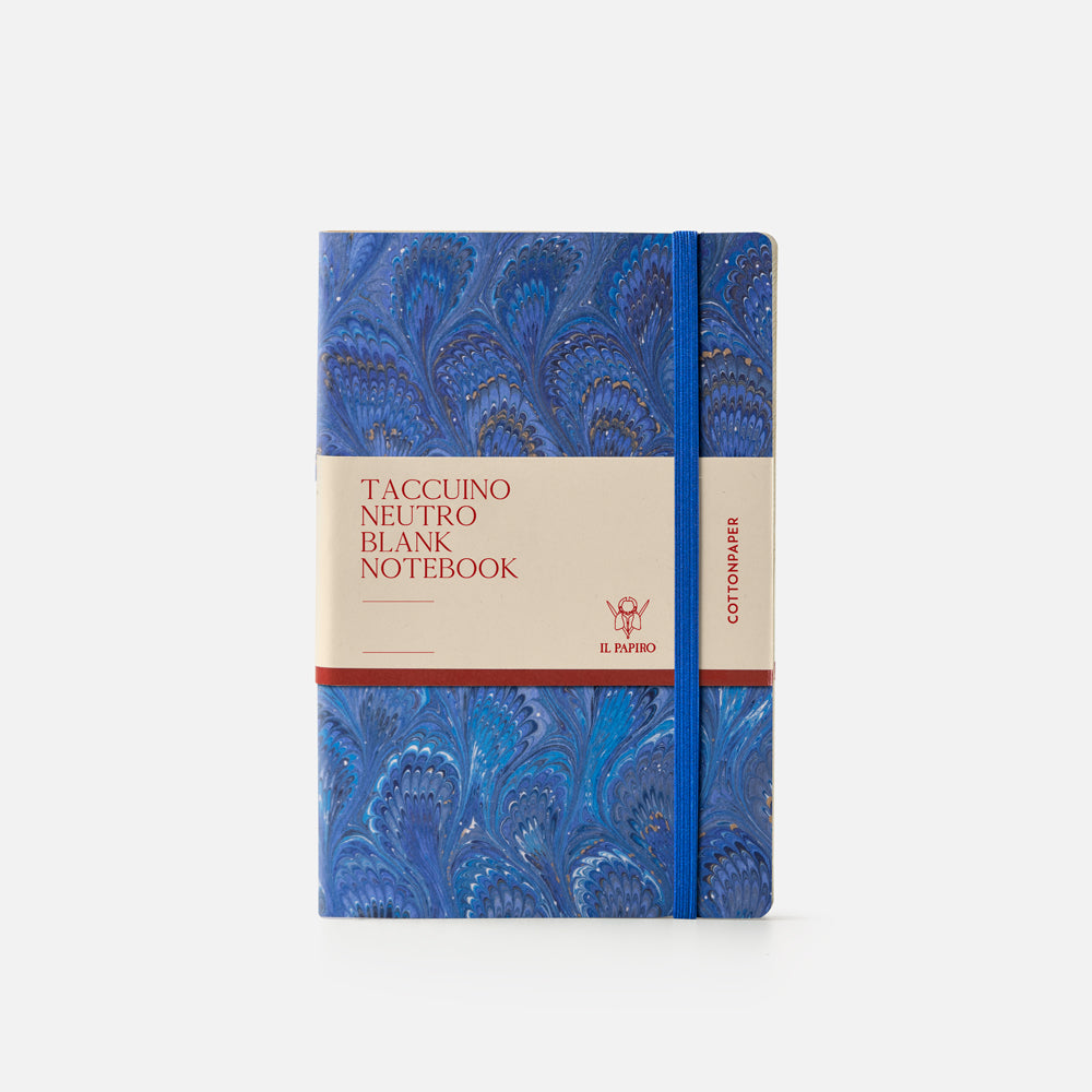 Notebook with blank pages and elastic band<br> Softcover - Cottonpaper Pavoni Collection