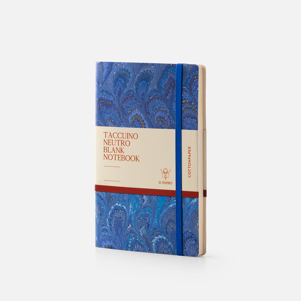 Notebook with blank pages and elastic band<br> Softcover - Cottonpaper Pavoni Collection