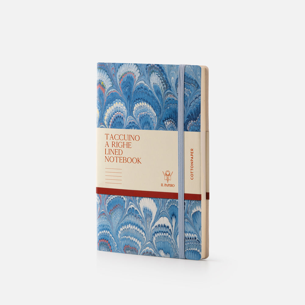 Lined notebook with elastic band<br> Softcover - Cottonpaper Pavoni Collection