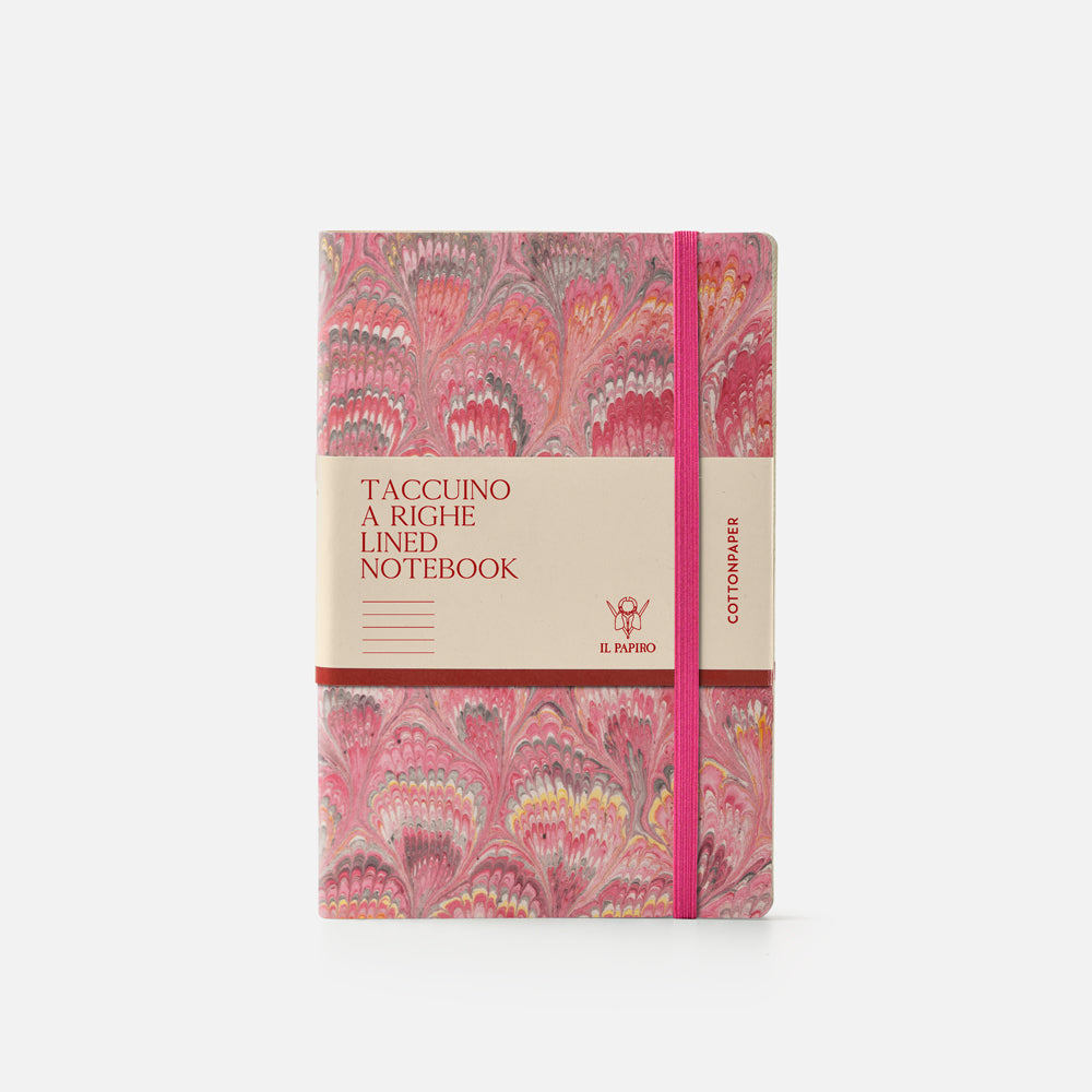 Lined notebook with elastic band<br> Softcover - Cottonpaper Pavoni Collection