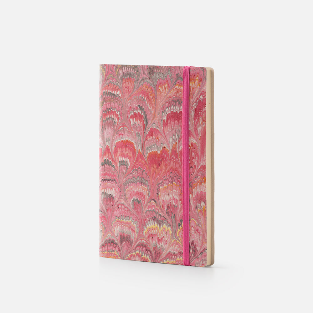 Lined notebook with elastic band<br> Softcover - Cottonpaper Pavoni Collection