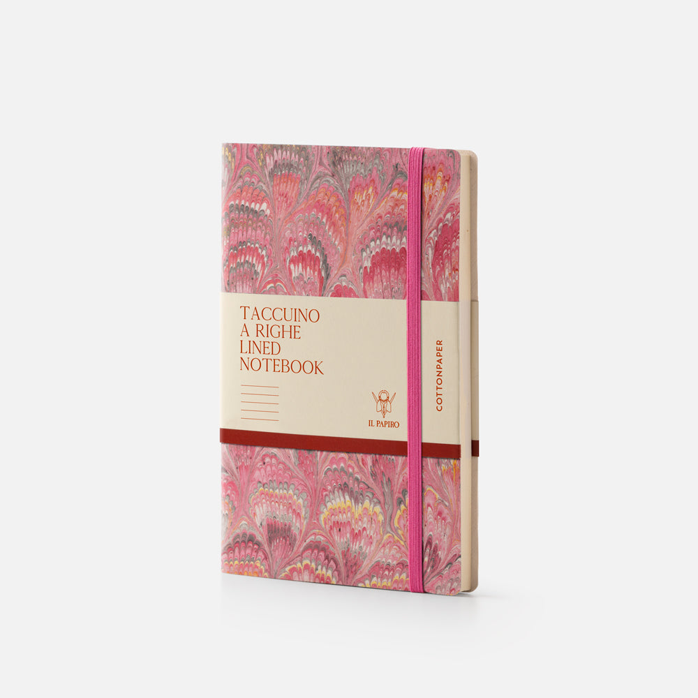 Lined notebook with elastic band<br> Softcover - Cottonpaper Pavoni Collection
