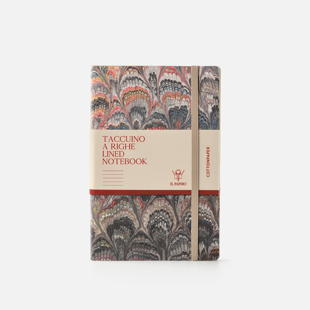 Lined notebook with elastic band<br> Softcover - Cottonpaper Pavoni Collection