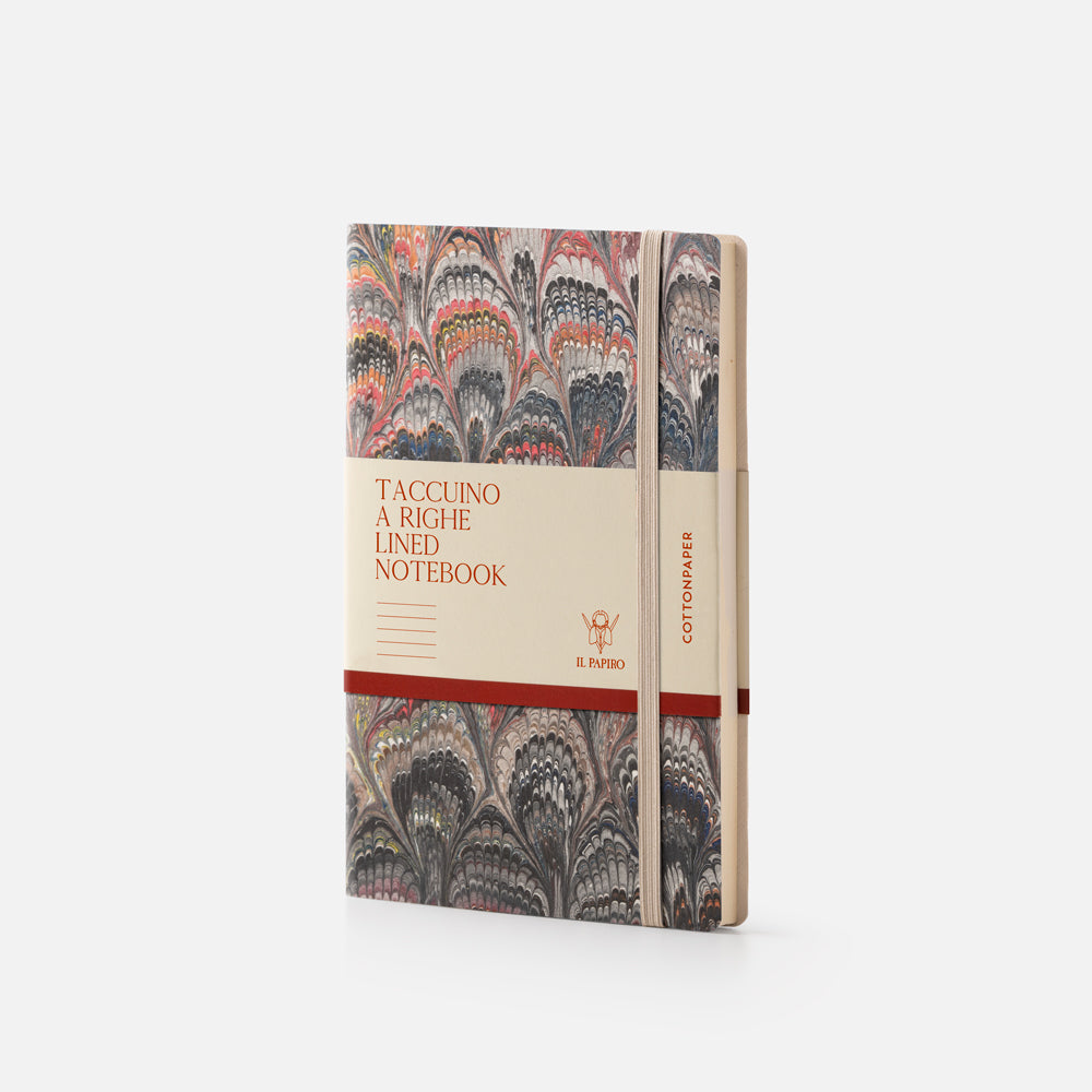 Lined notebook with elastic band<br> Softcover - Cottonpaper Pavoni Collection