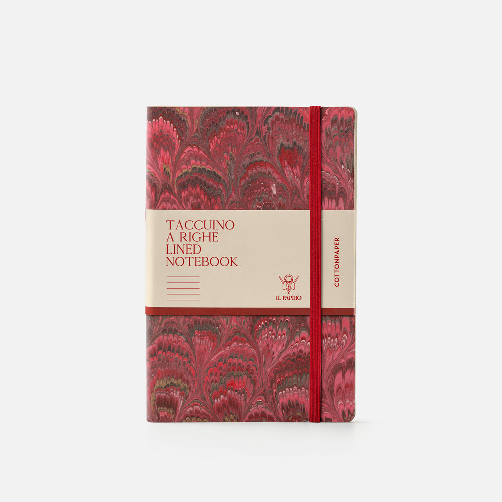 Lined notebook with elastic band<br> Softcover - Cottonpaper Pavoni Collection