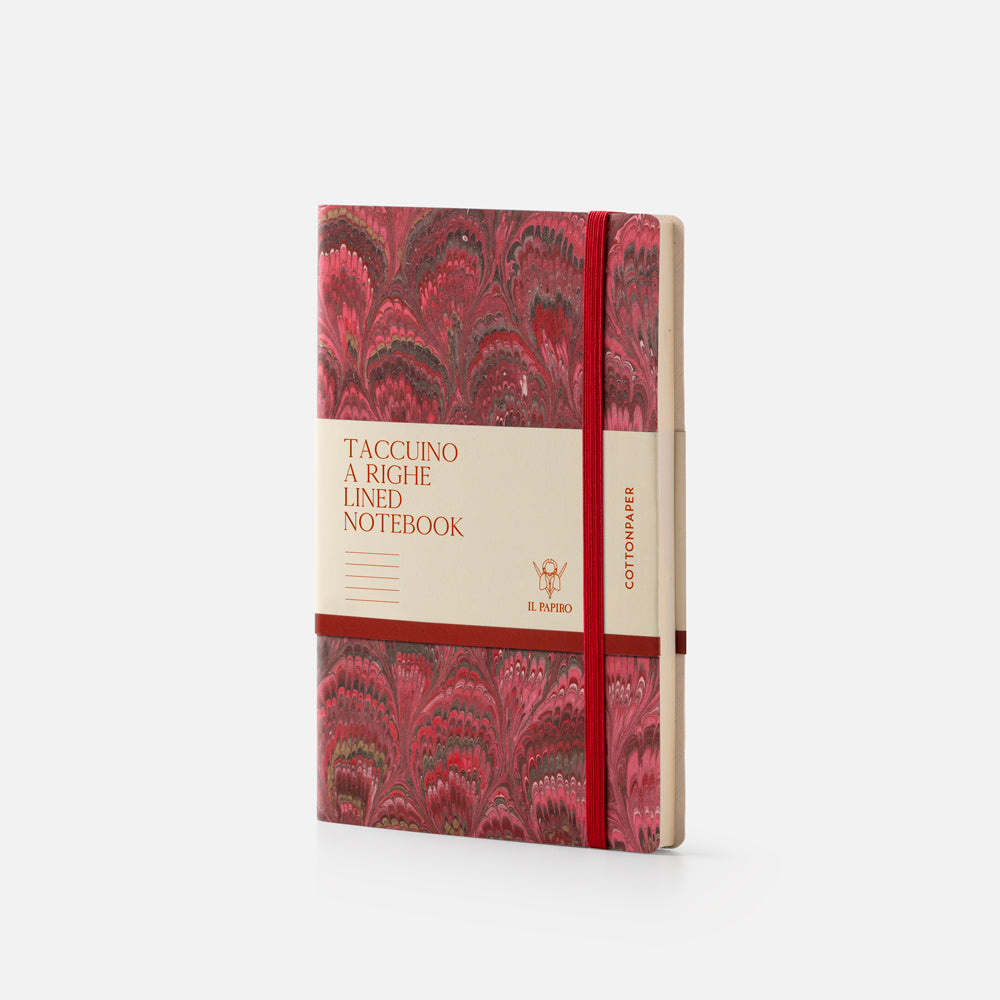 Lined notebook with elastic band<br> Softcover - Cottonpaper Pavoni Collection