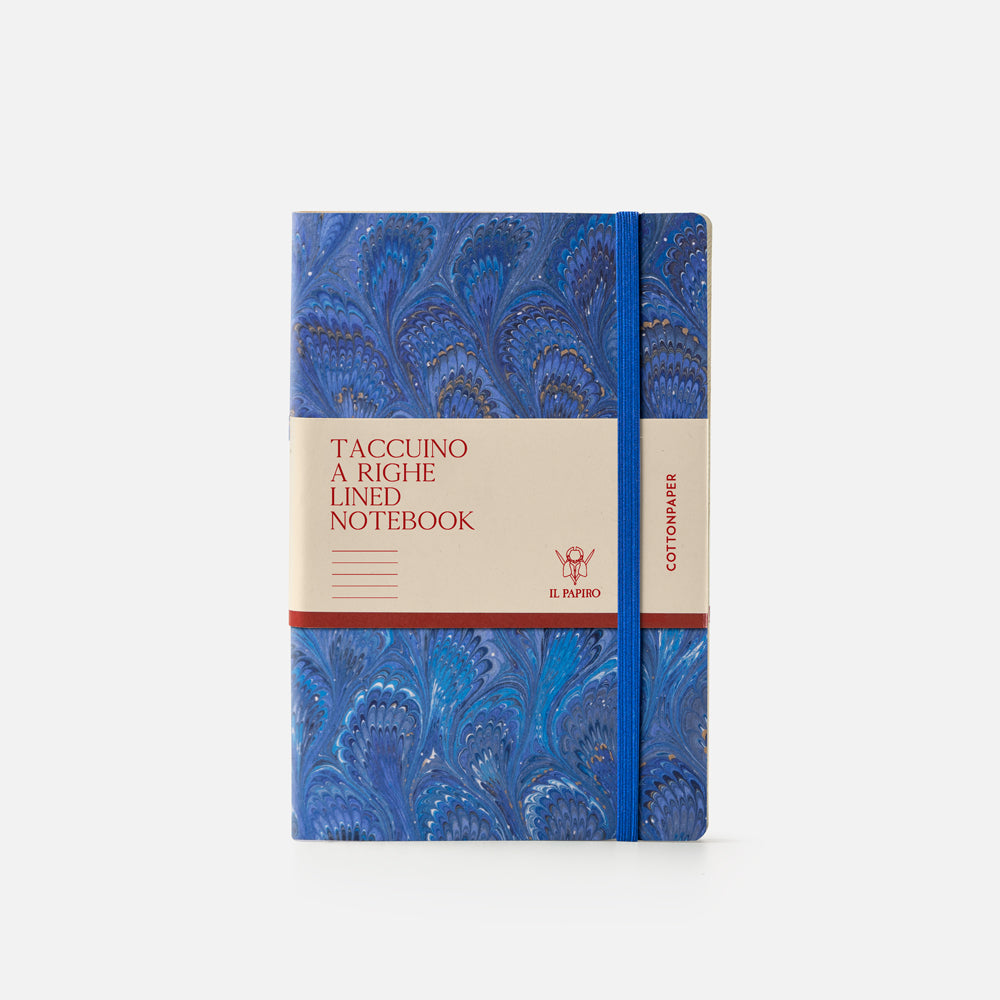 Lined notebook with elastic band<br> Softcover - Cottonpaper Pavoni Collection