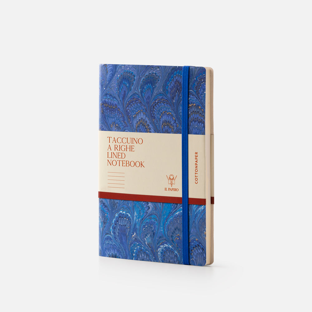 Lined notebook with elastic band<br> Softcover - Cottonpaper Pavoni Collection