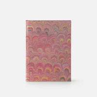 Taccuino pagine bianche<br>copertina rigida con taglio marmorizzato<br>collezione Pavoni