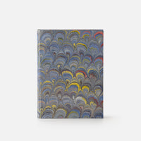 Taccuino pagine bianche<br>copertina rigida con taglio marmorizzato<br>collezione Pavoni