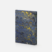 Taccuino pagine bianche<br>copertina rigida con taglio marmorizzato<br>collezione Pavoni