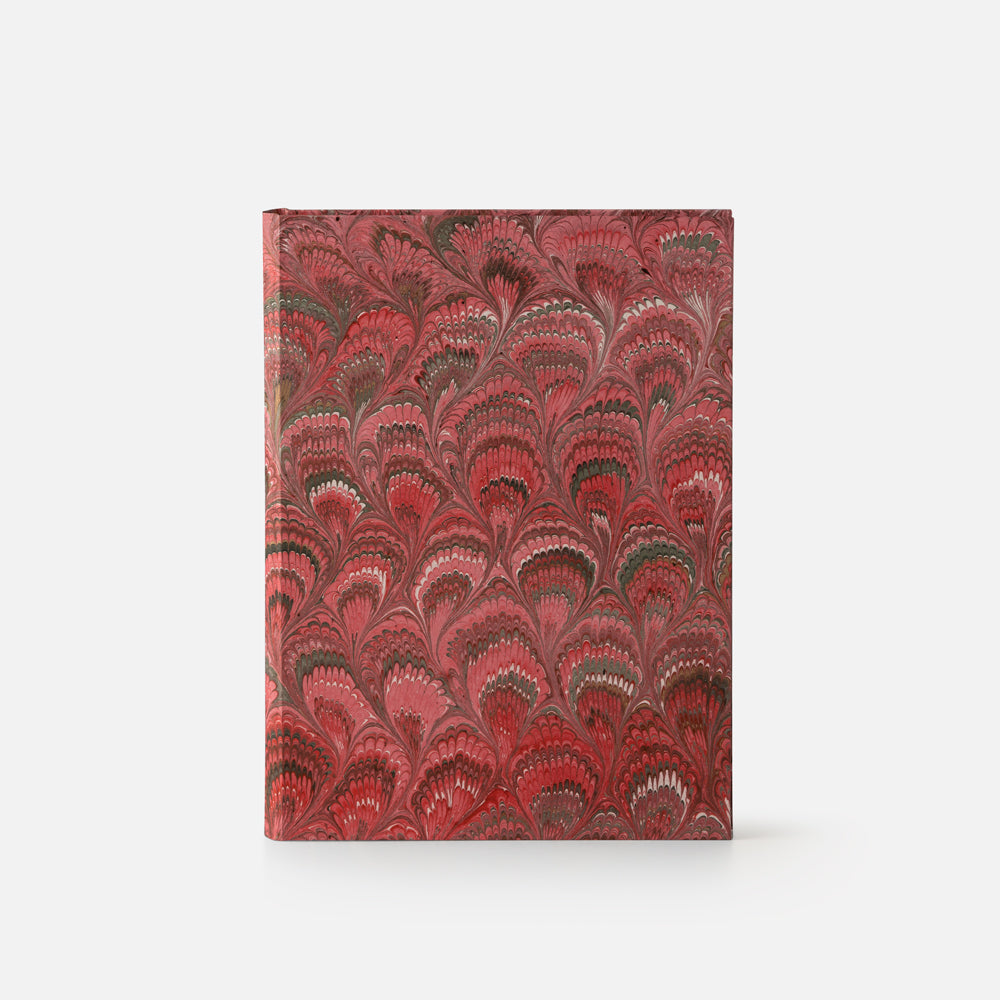 Taccuino pagine bianche<br>copertina rigida con taglio marmorizzato<br>collezione Pavoni