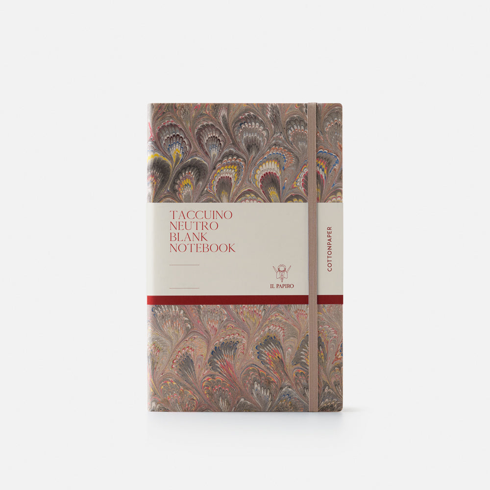 Notebook with blank pages and elastic band<br> Softcover - Cottonpaper Pavoni Collection