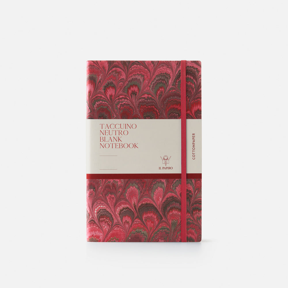 Notebook with blank pages and elastic band<br> Softcover - Cottonpaper Pavoni Collection