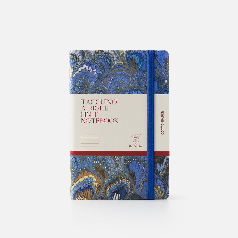 Lined notebook with elastic band<br> Softcover - Cottonpaper Pavoni Collection