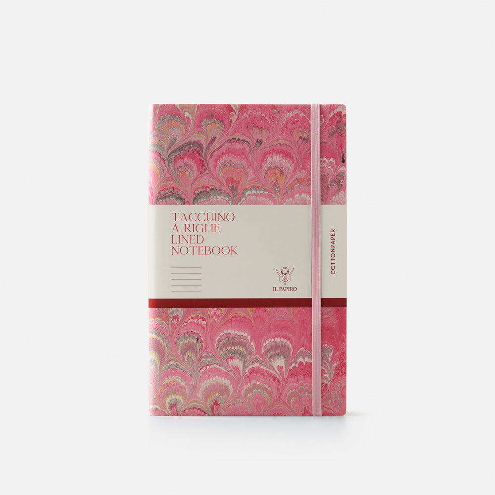 Lined notebook with elastic band<br> Softcover - Cottonpaper Pavoni Collection