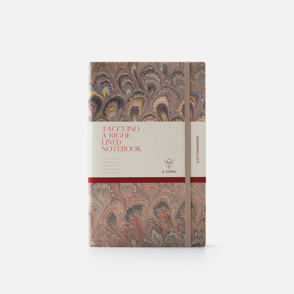 Lined notebook with elastic band<br> Softcover - Cottonpaper Pavoni Collection