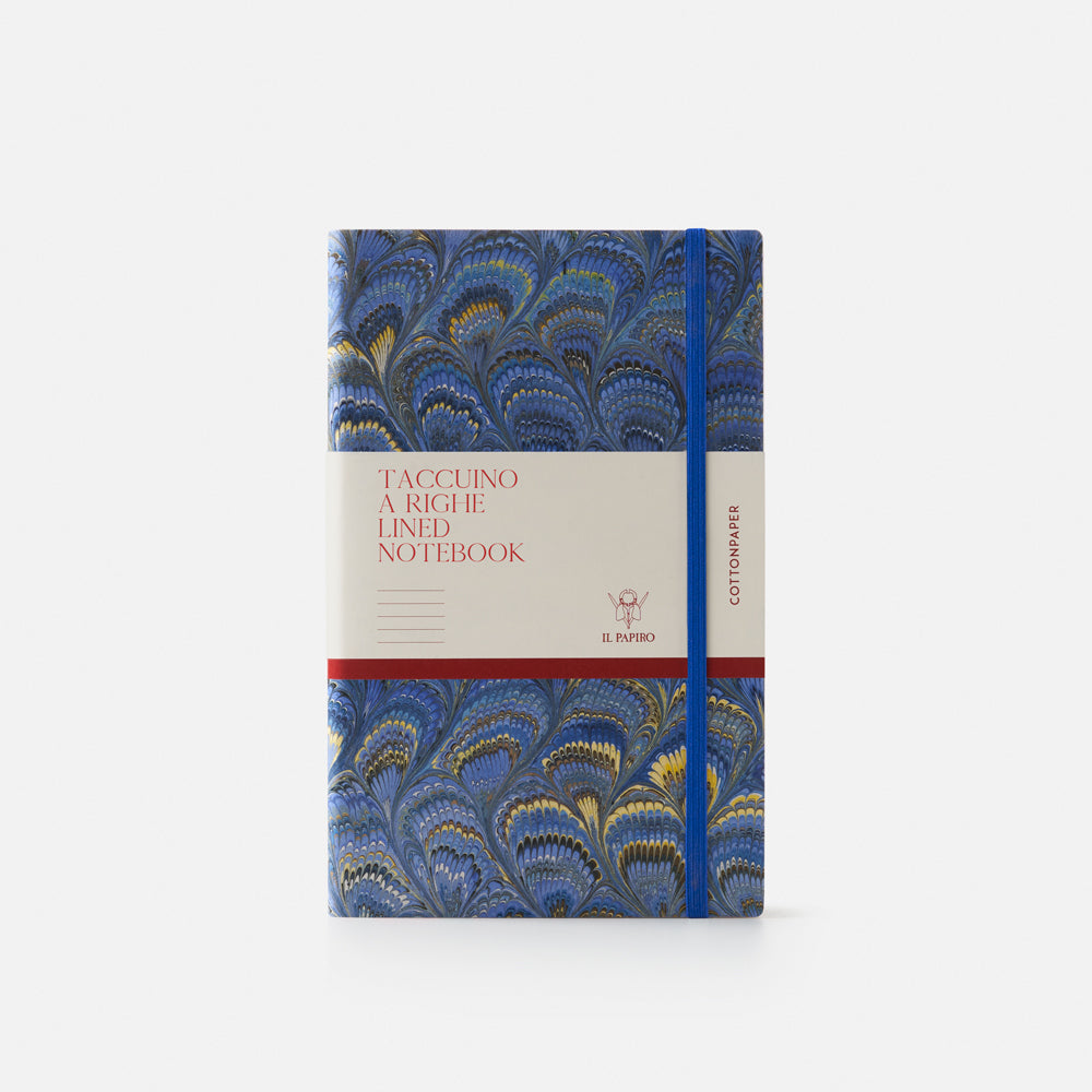 Lined notebook with elastic band<br> Softcover - Cottonpaper Pavoni Collection