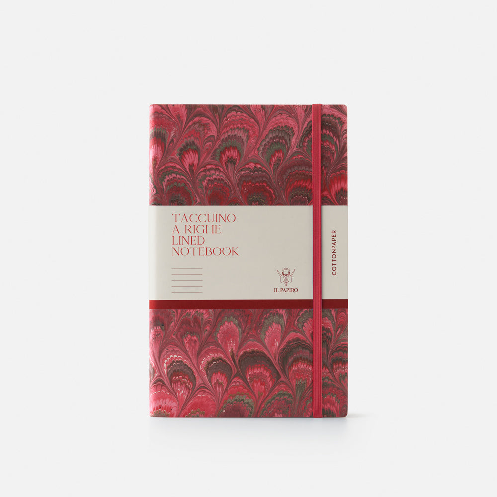 Lined notebook with elastic band<br> Softcover - Cottonpaper Pavoni Collection