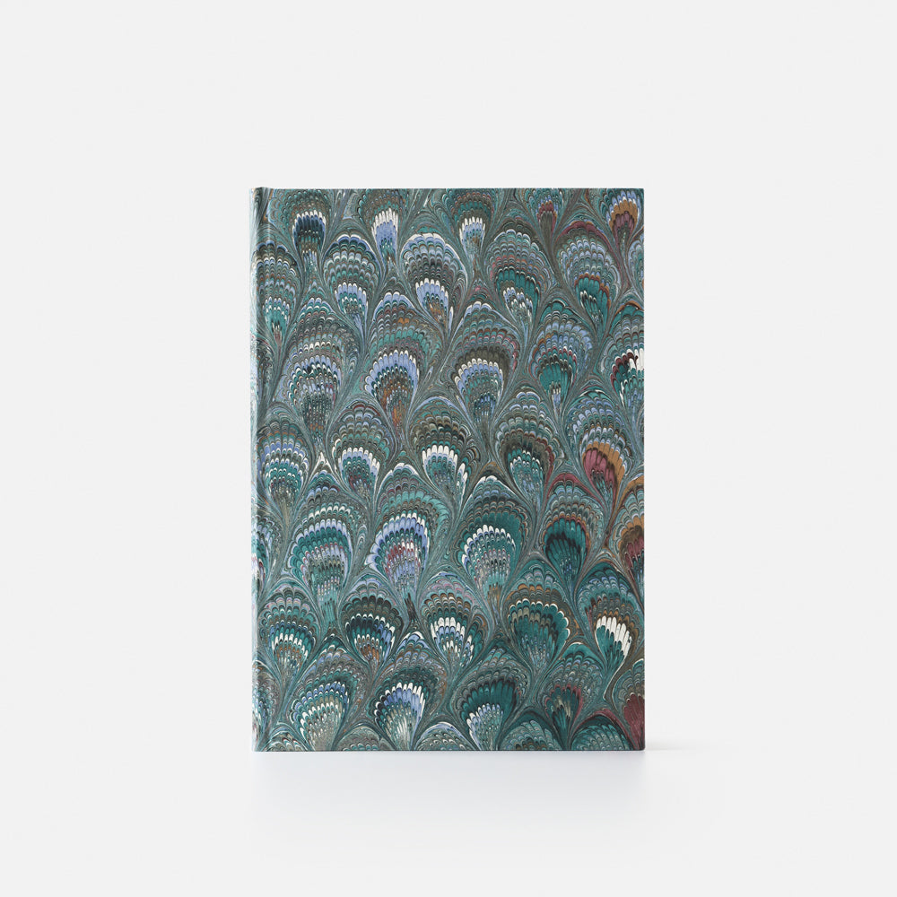 Notebook with hard cover and lined pages - Peacock design